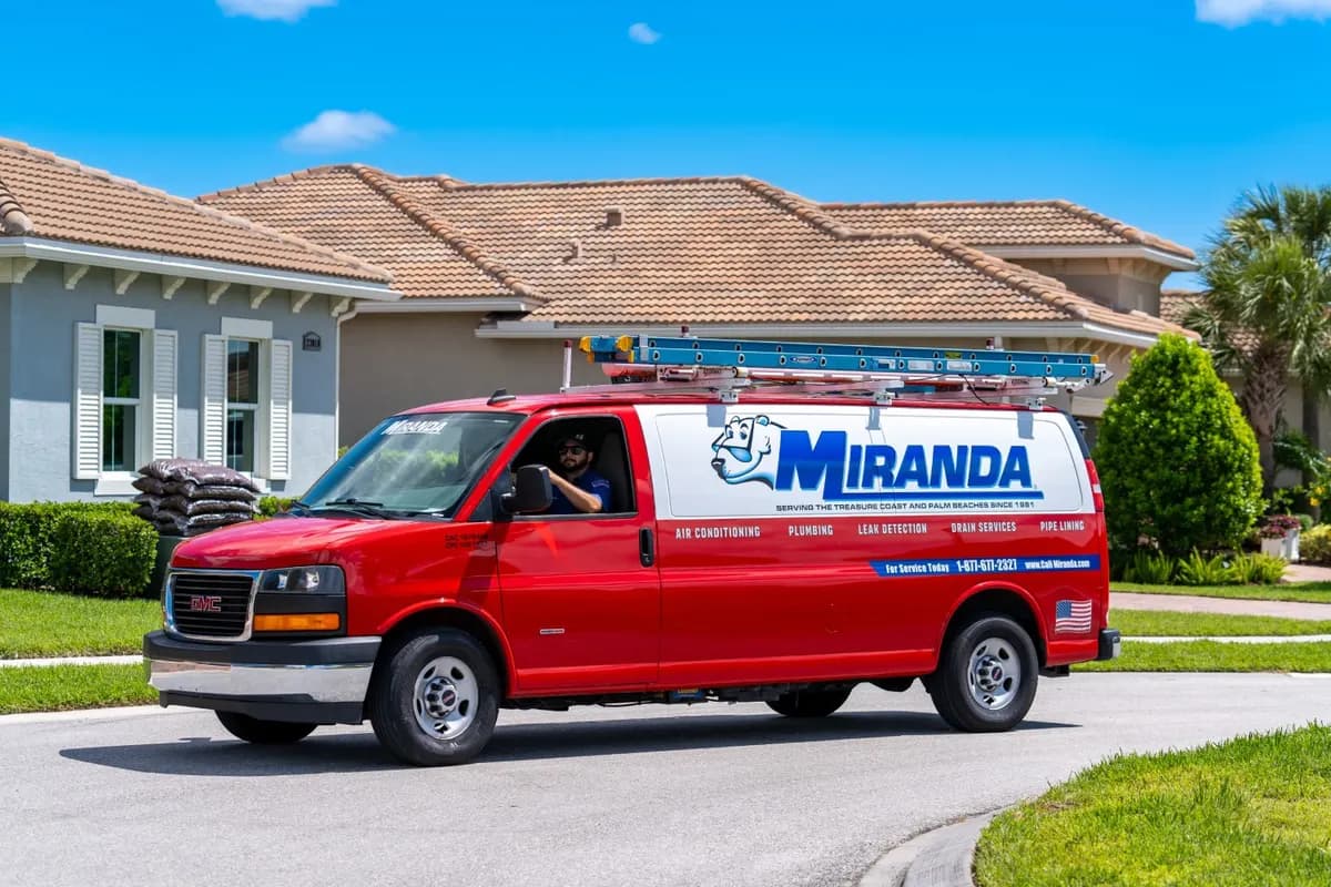 Miranda Plumbing and Air Conditioning service van on the Treasure Coast